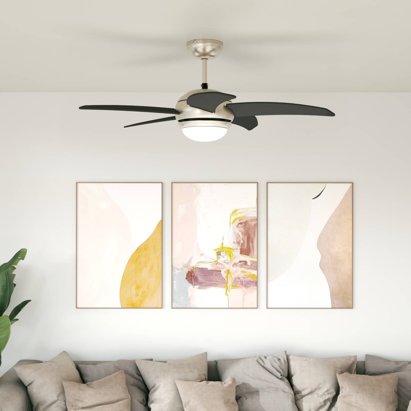 Ventoinha de teto com luz e controle remoto ø 110 cm preto