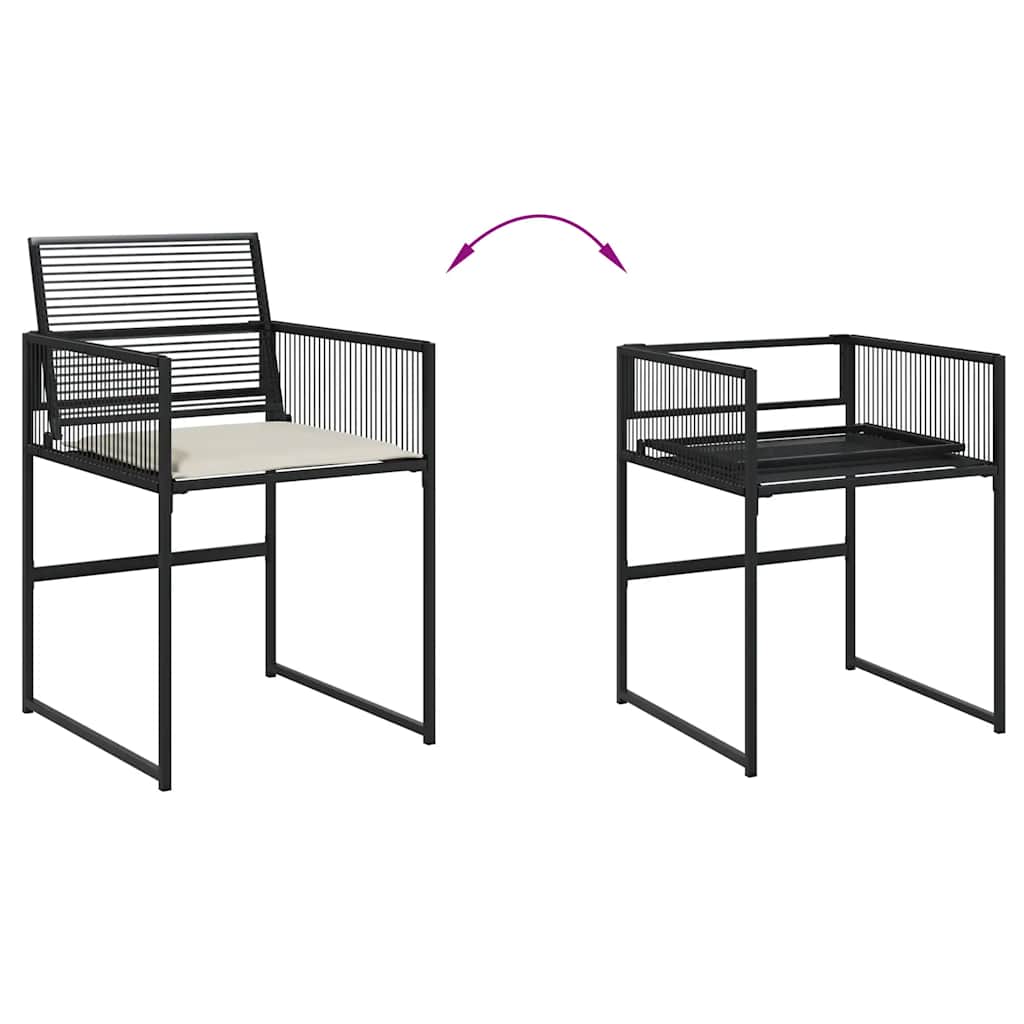 7 Pcs conjunto de jantar p/ jardim c/ almofadões vime PE preto