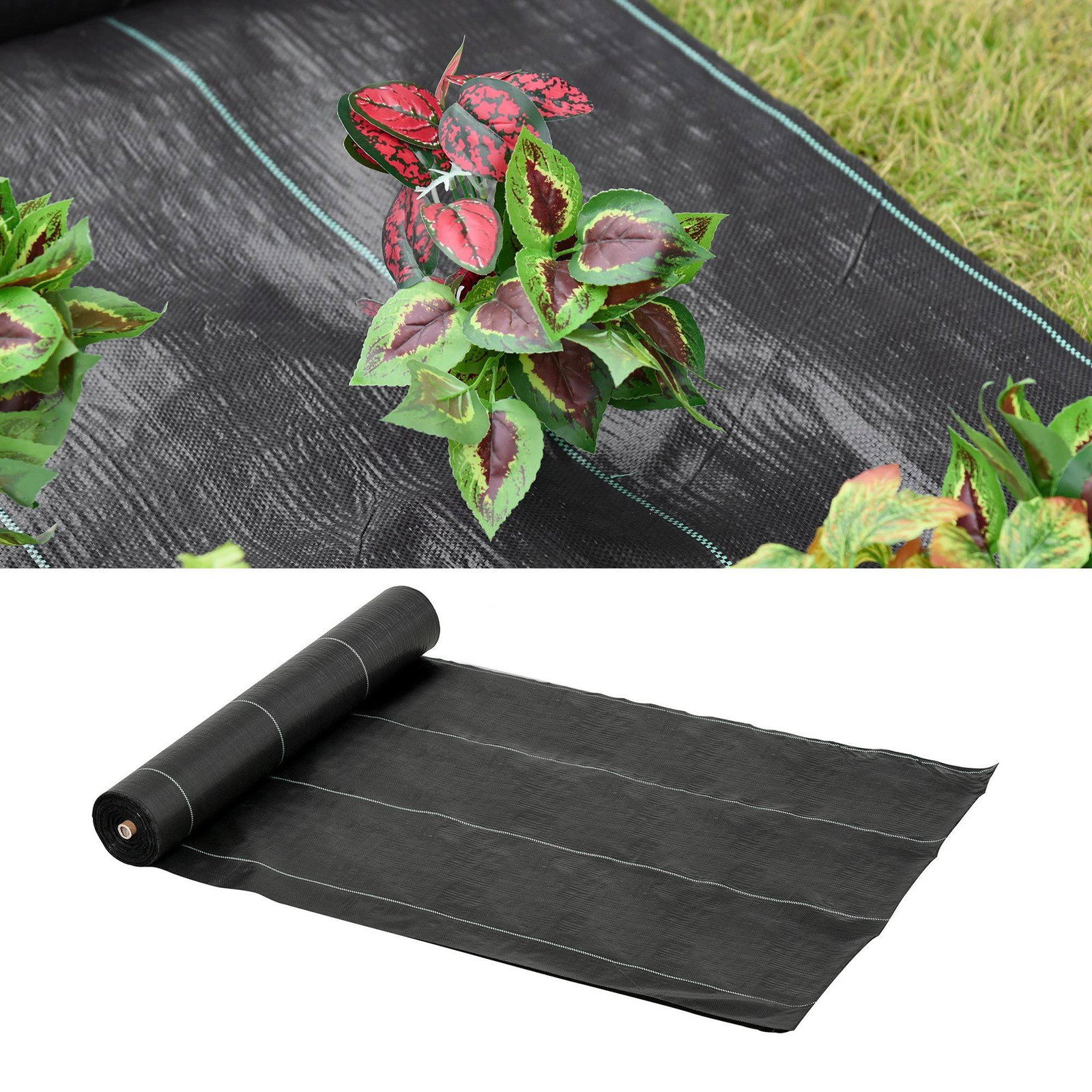 Malha Geotêxtil 2x50 m Malha de jardim contra ervas daninhas 100 g / m² rolo de malha preto