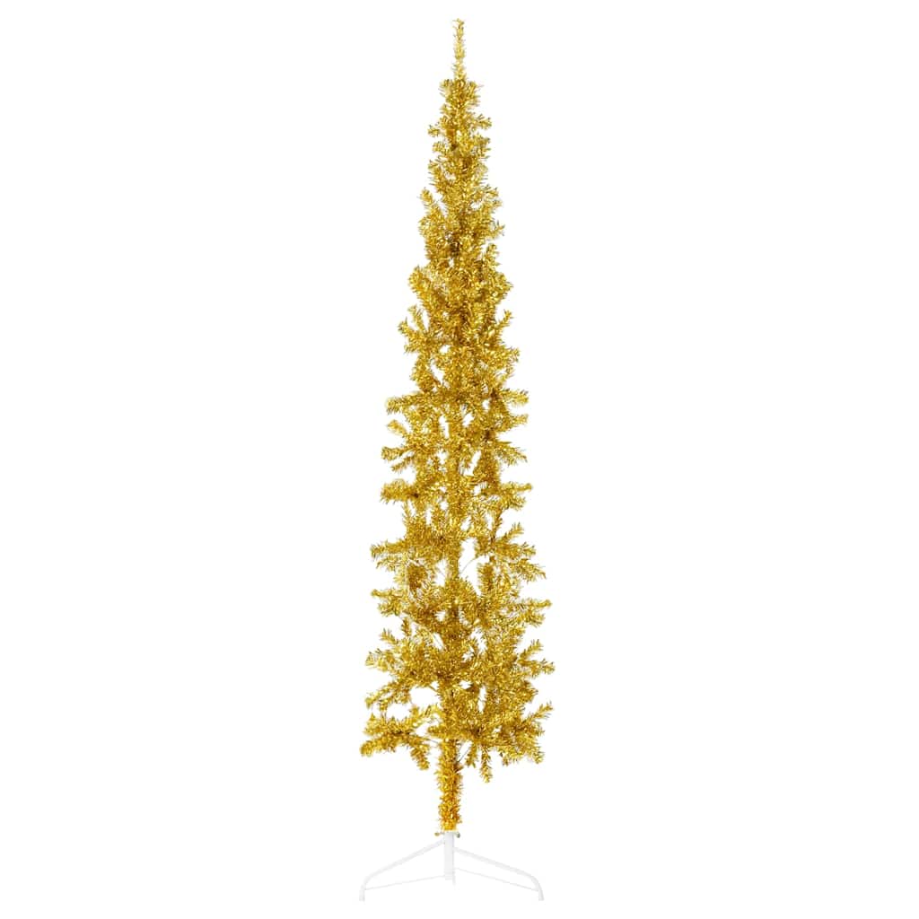 Meia árvore de natal fina com suporte 240 cm dourado