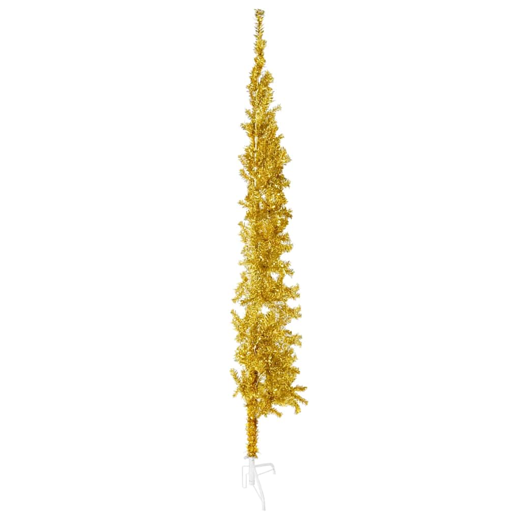 Meia árvore de natal fina com suporte 240 cm dourado