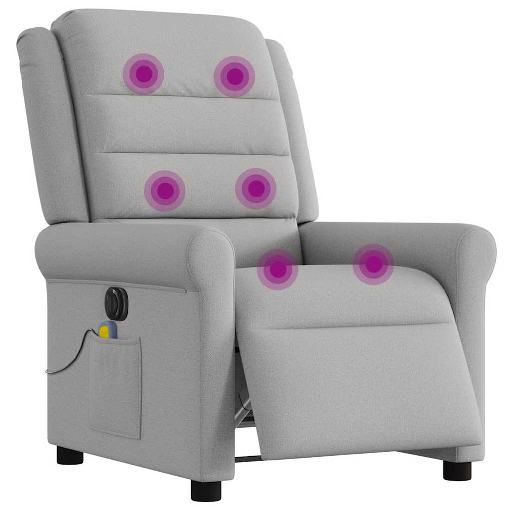 Poltrona massagens reclinável elétrica tecido cinzento-nublado