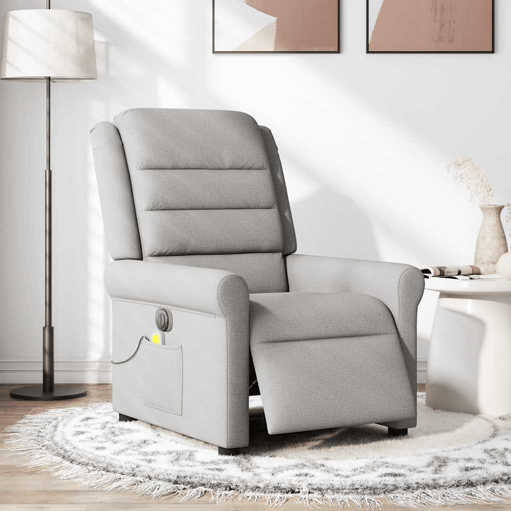 Poltrona massagens reclinável elétrica tecido cinzento-nublado
