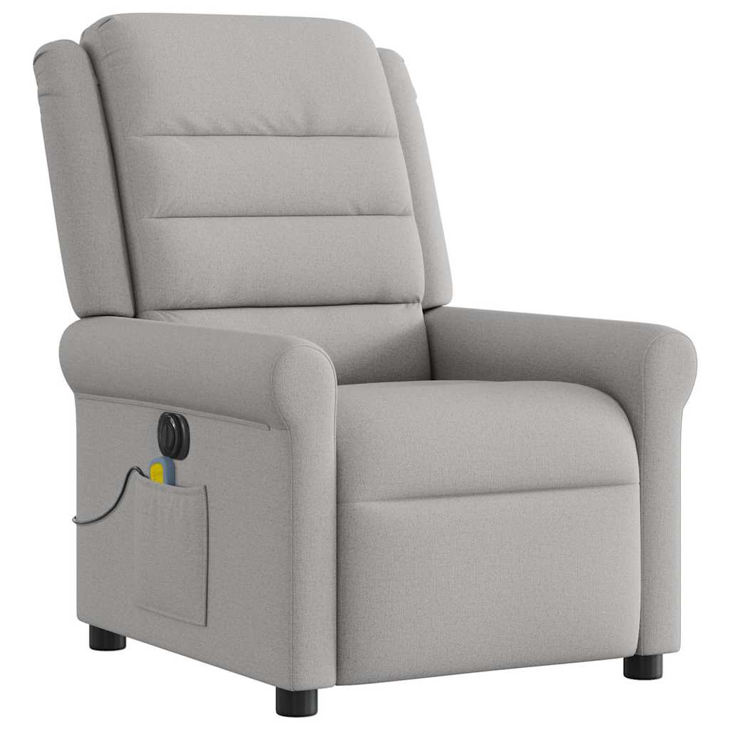 Poltrona massagens reclinável elétrica tecido cinzento-nublado