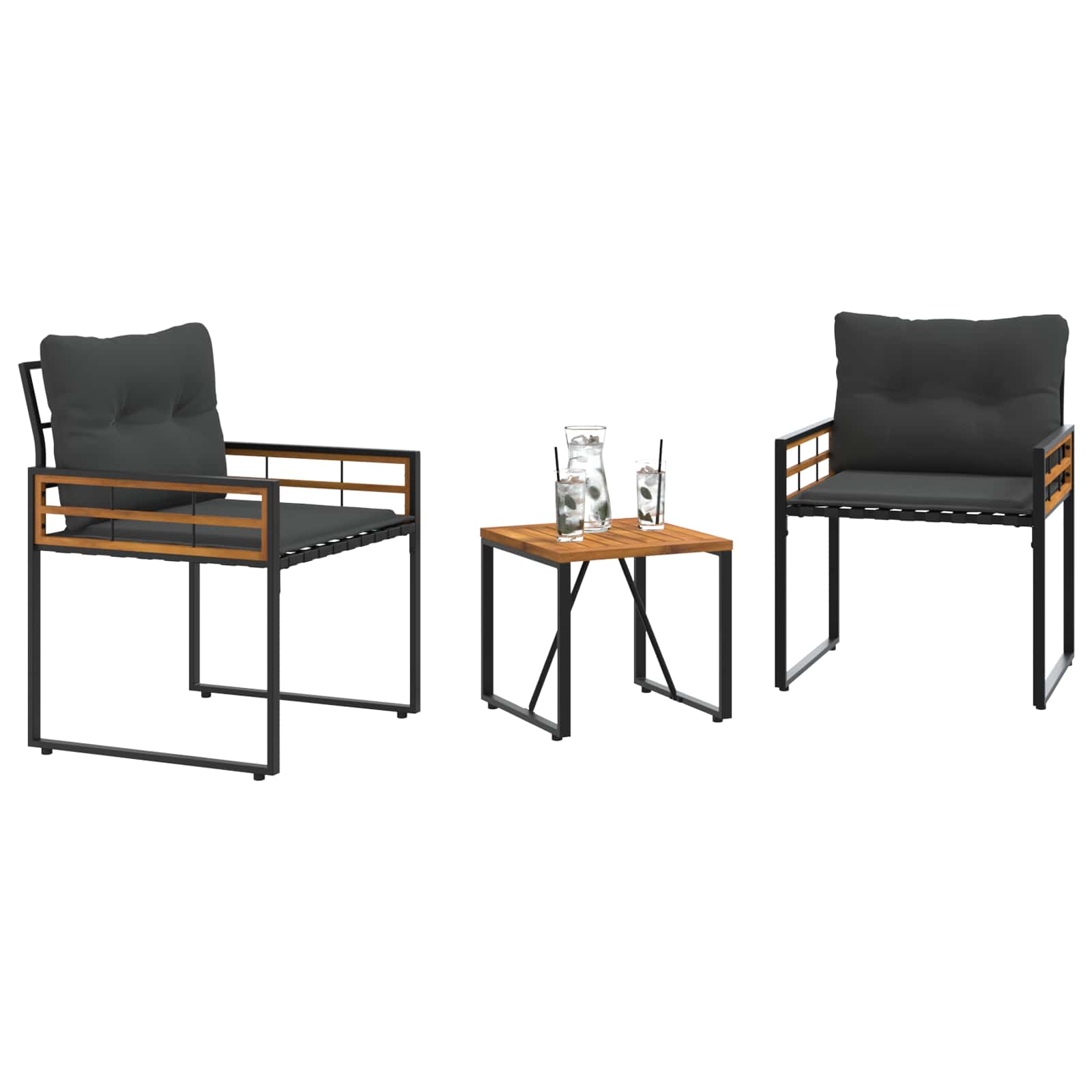 Conjunto de móveis para exterior 3 unid. cinzento-baço