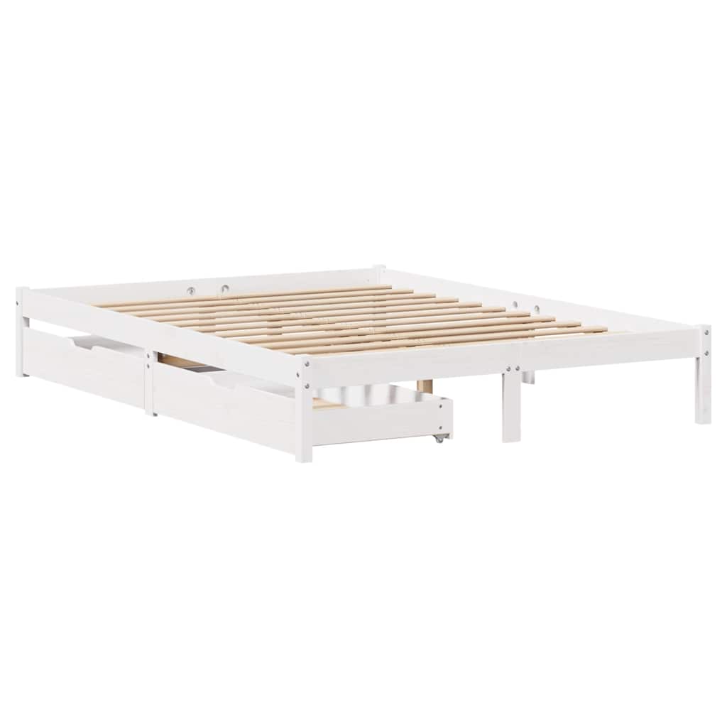 Cama sem colchão 160x200 cm madeira de pinho maciça branco
