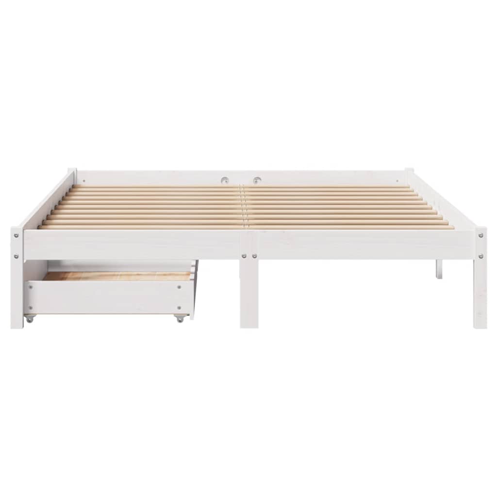 Cama sem colchão 160x200 cm madeira de pinho maciça branco