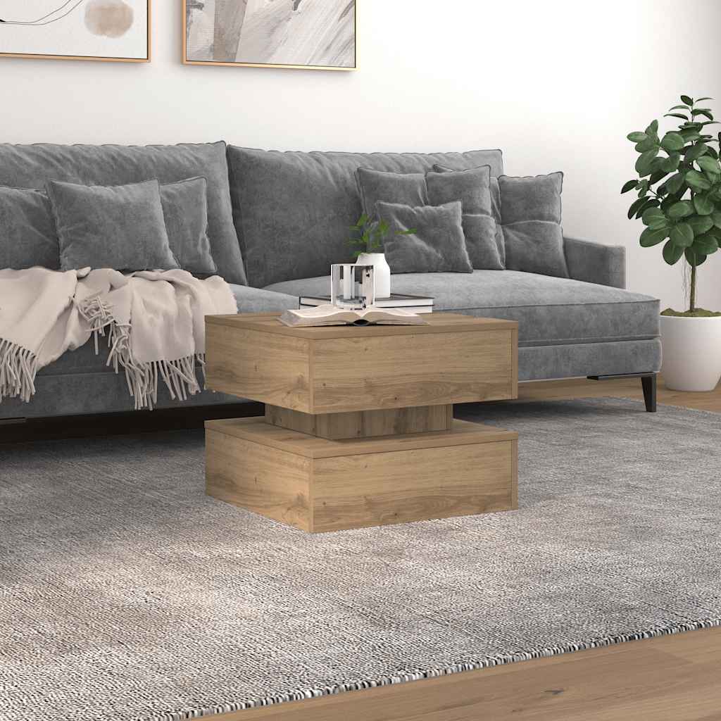 Mesa de centro com luzes LED 50x50x40 cm carvalho artisiano