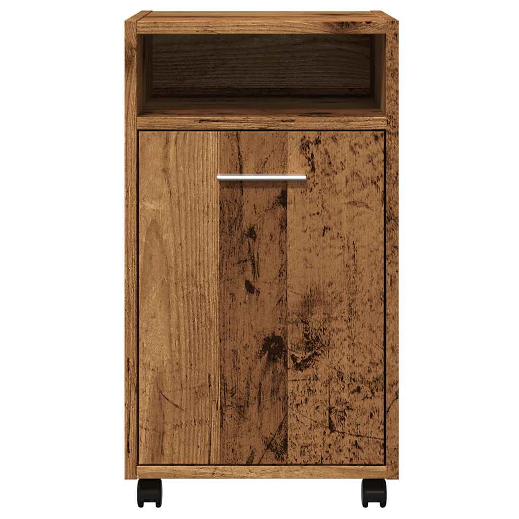Armário com rodas madeira velha 33x38x60 cm madeira trabalhada