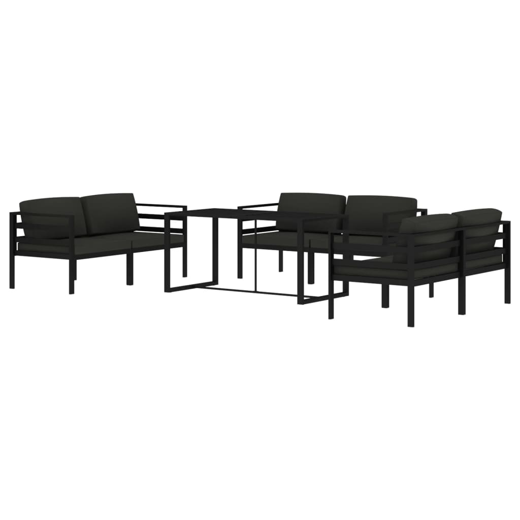 7 Pcs conjunto lounge jardim com almofadões alumínio antracite