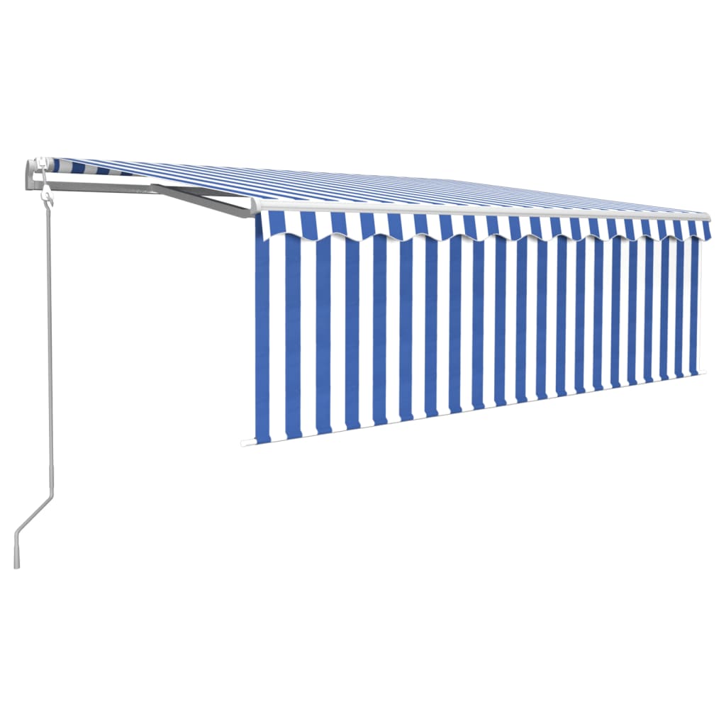 Toldo retrátil automático com estore 4,5x3 m azul e branco