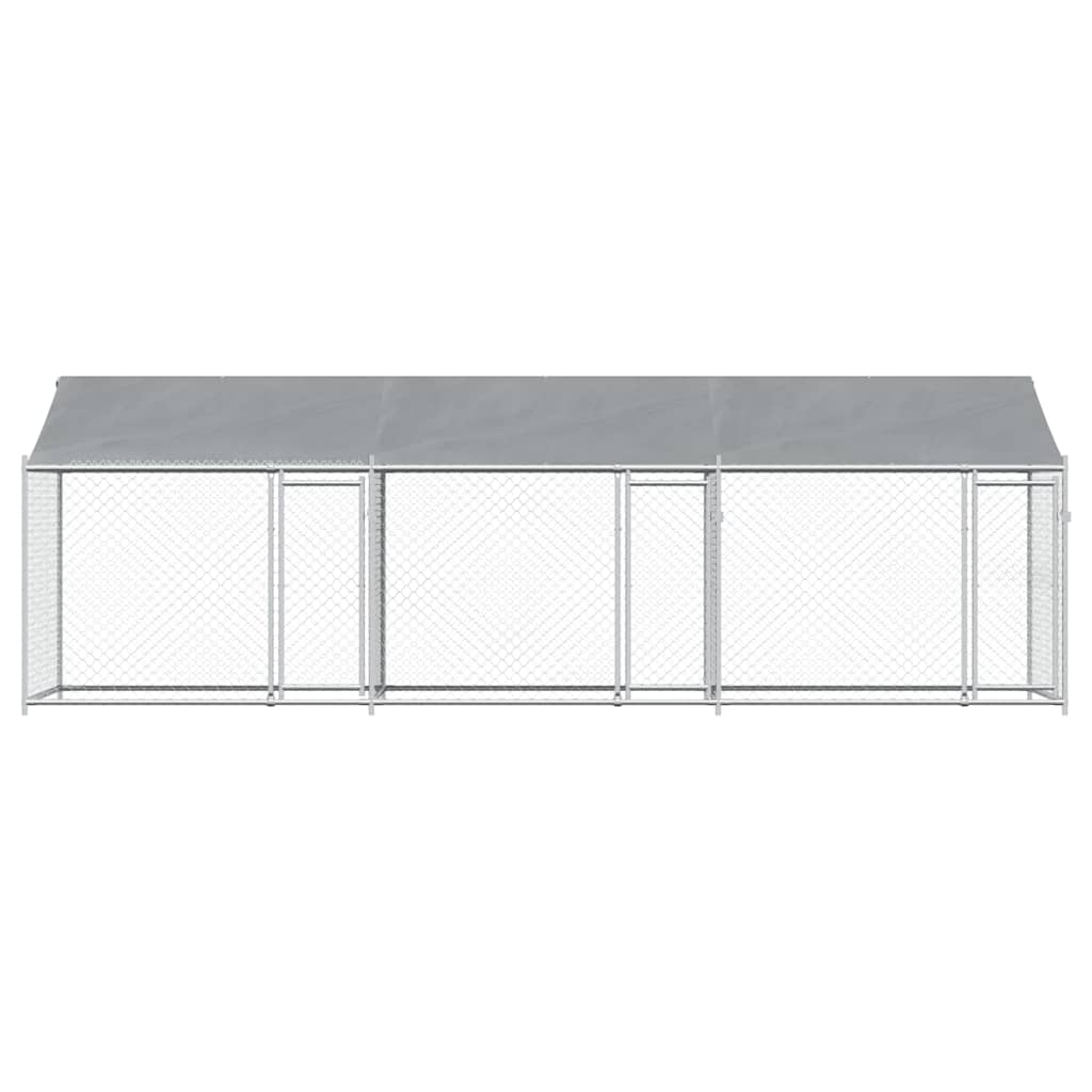 Jaula para cão com telhado/portas 6x2x2 m aço galvanizado cinza