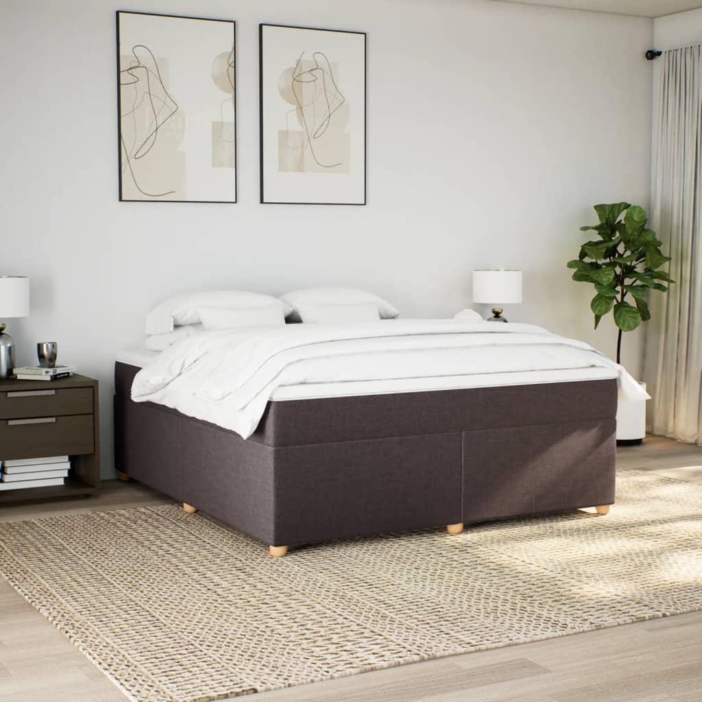 Cama com molas/colchão 180x200 cm tecido castanho-escuro