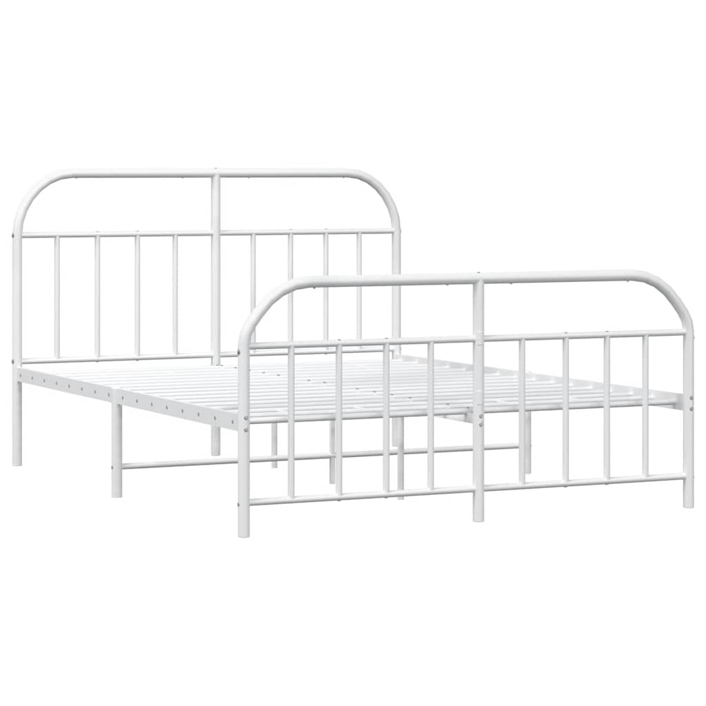 Estrutura de cama com cabeceira e pés 183x213 cm metal branco