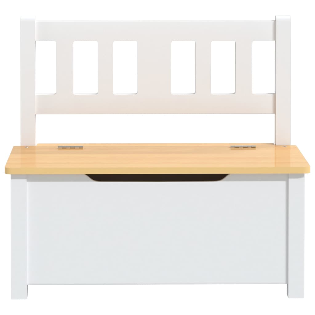 Banco de arrumação infantil 60x30x55 cm MDF branco e bege