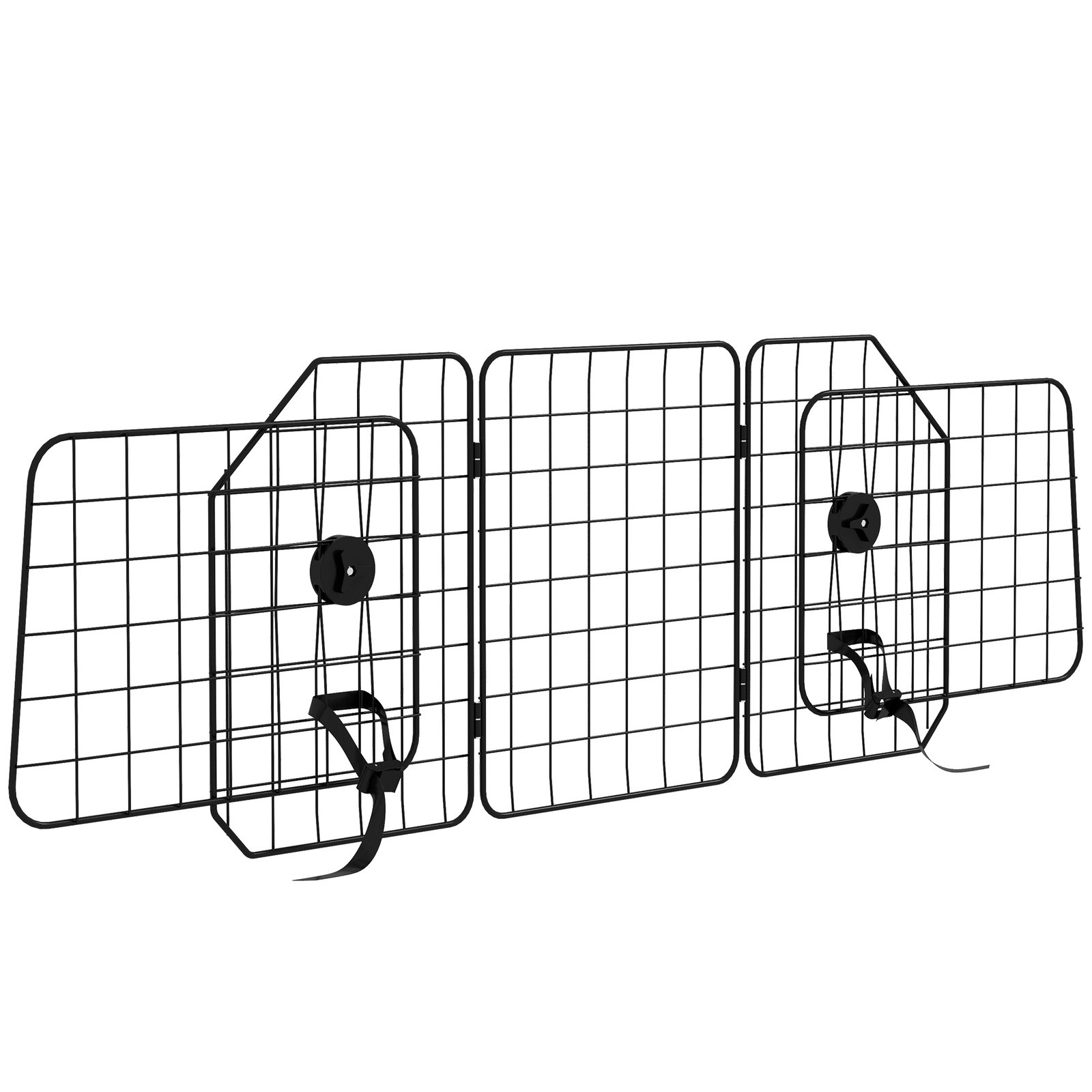 Grade de segurança de carro para cães com largura ajustável grade para cães de carro dobrável 93-150x42 cm preto
