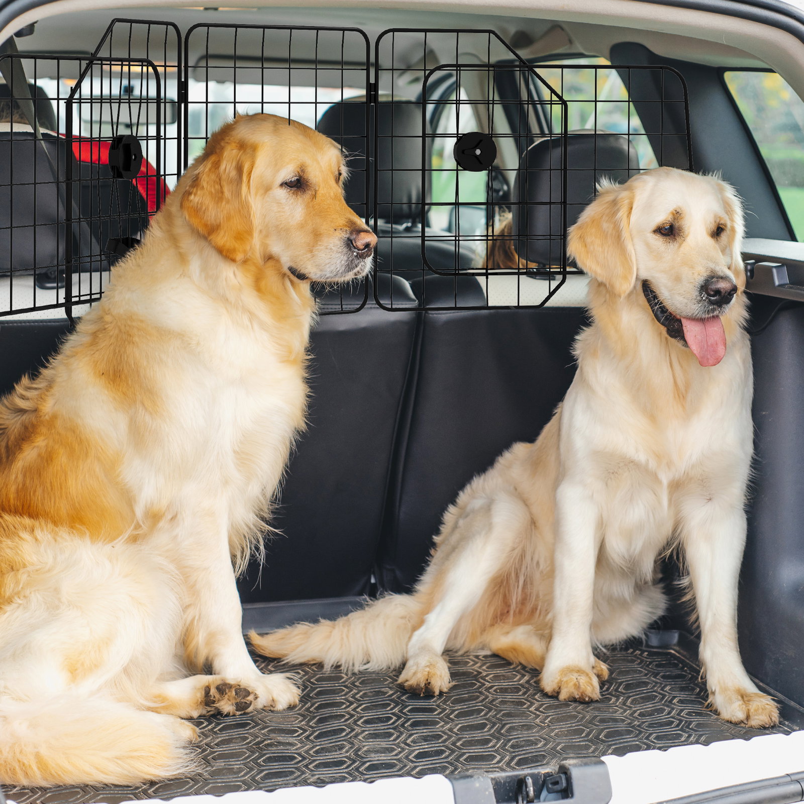 Grade de segurança de carro para cães com largura ajustável grade para cães de carro dobrável 93-150x42 cm preto