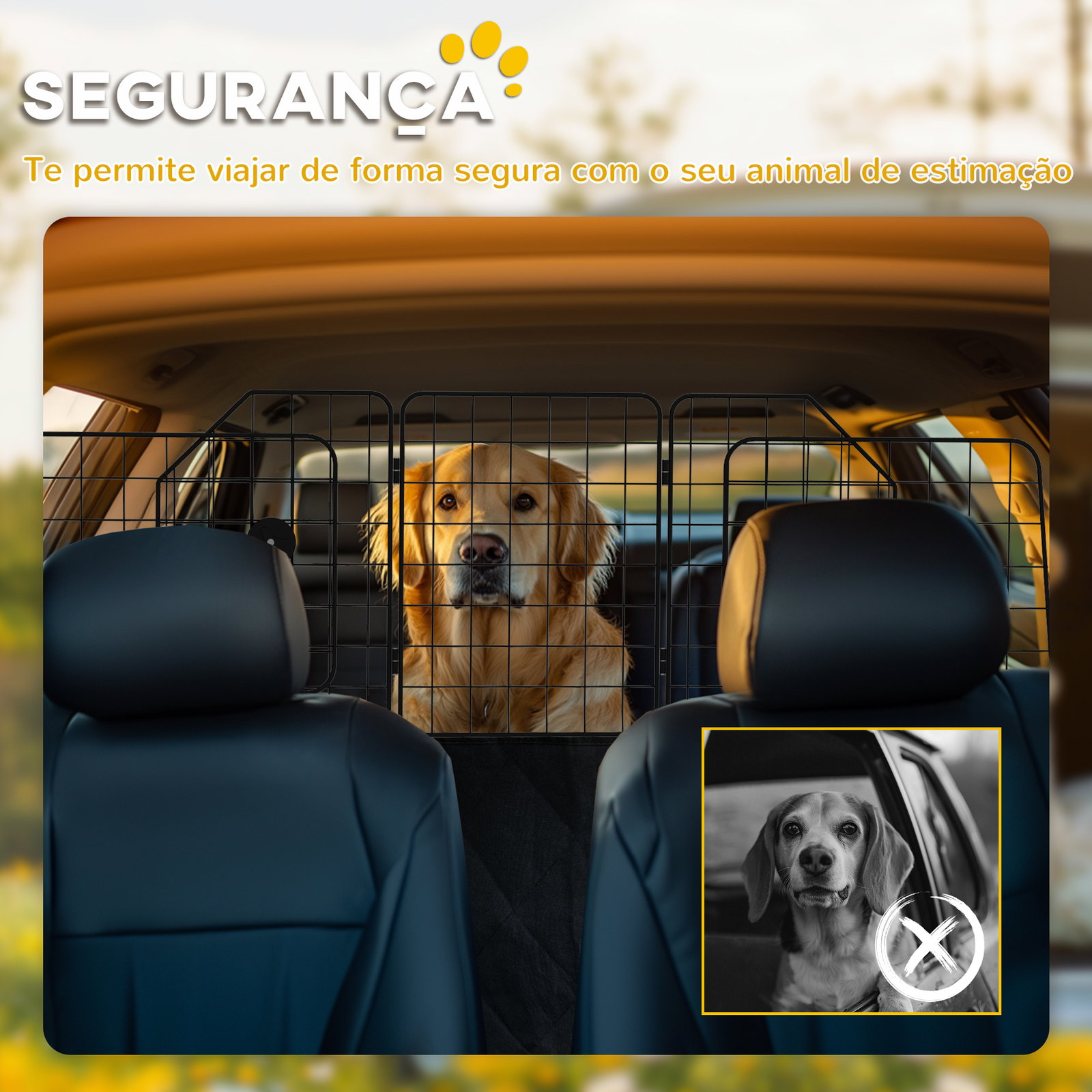 Grade de segurança de carro para cães com largura ajustável grade para cães de carro dobrável 93-150x42 cm preto
