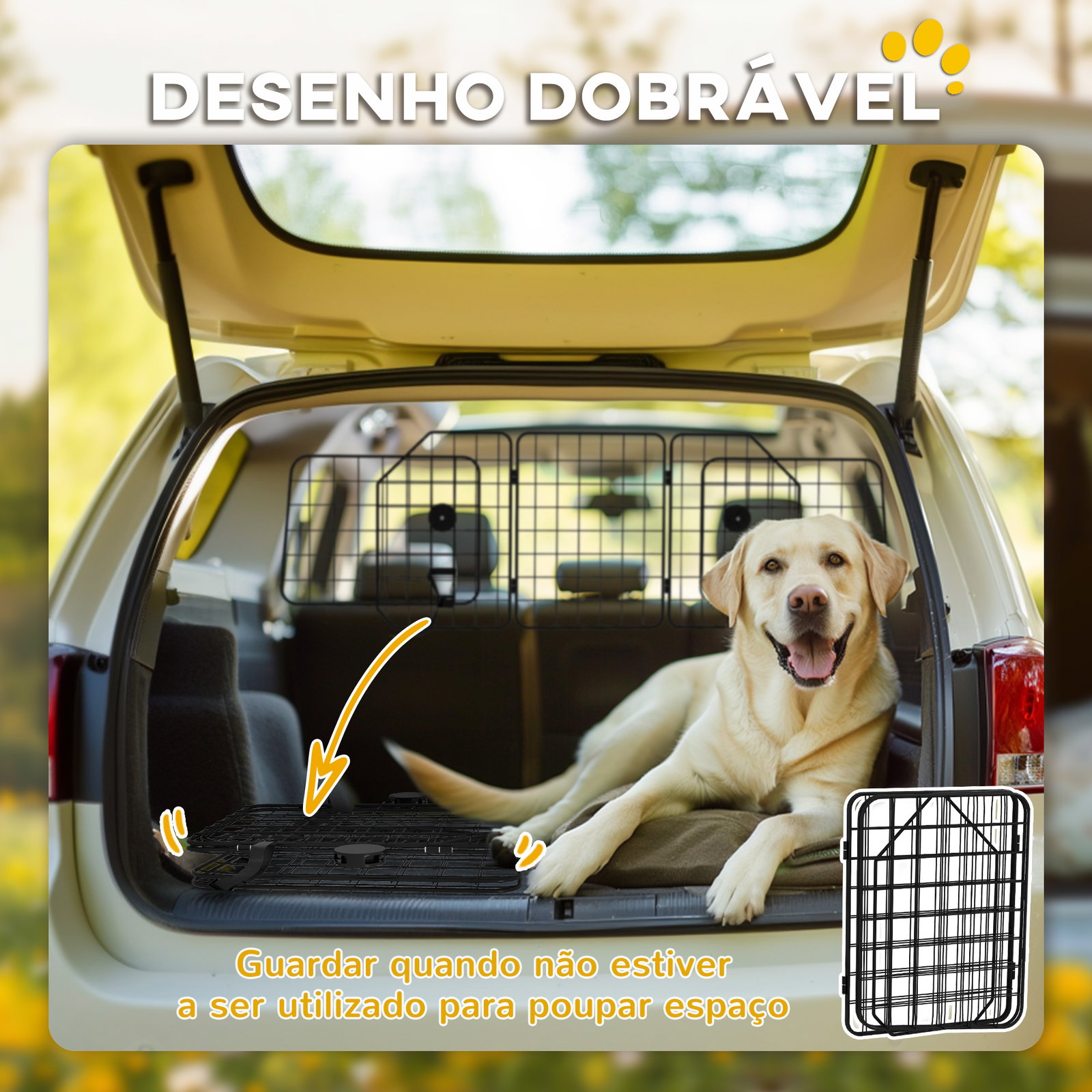 Grade de segurança de carro para cães com largura ajustável grade para cães de carro dobrável 93-150x42 cm preto
