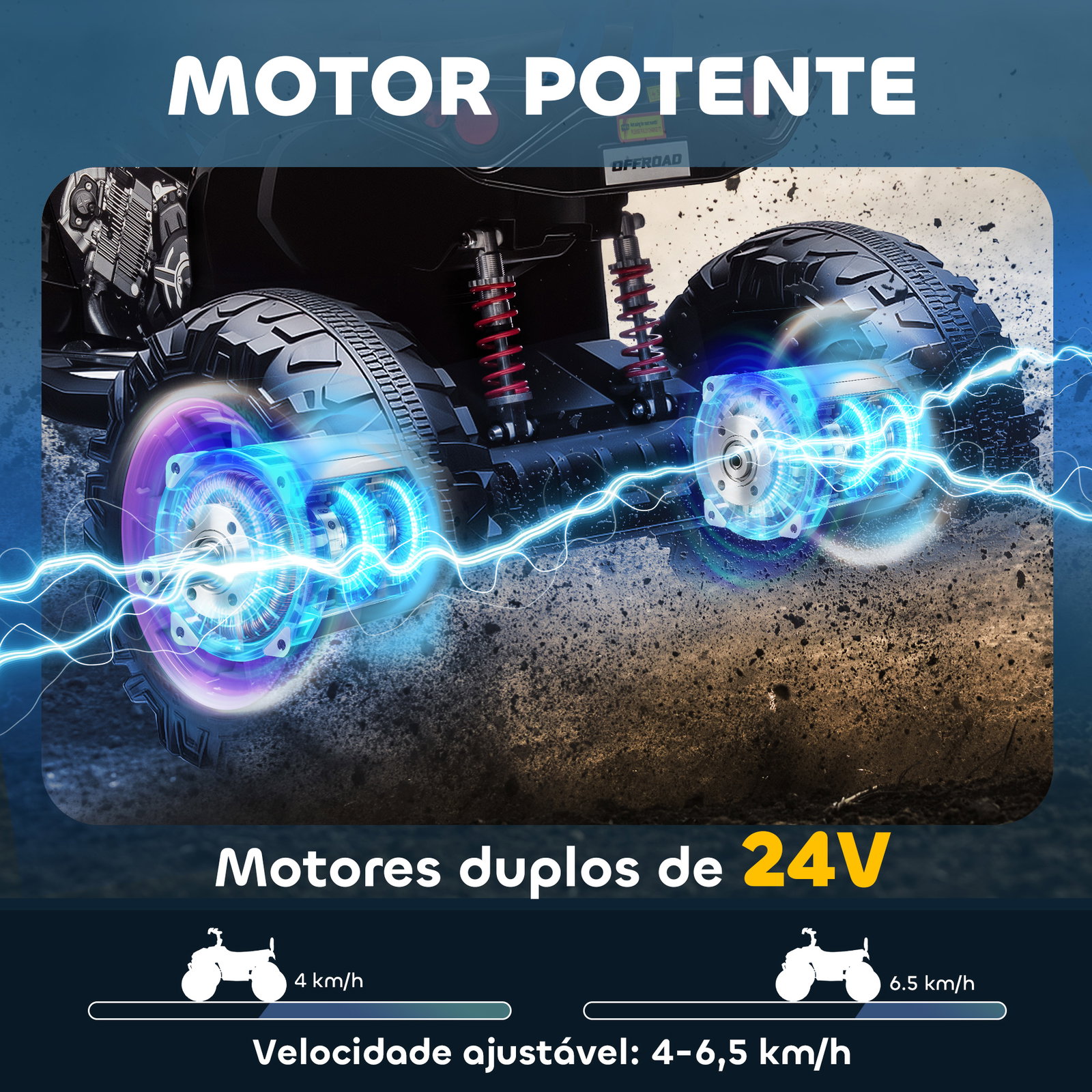 Quadricilo elétrico para crianças 24v com 2 lugares 2 motores velocidade até 6,5 km/h faróis buzina música e USB 109x68,5x76 cm rosa