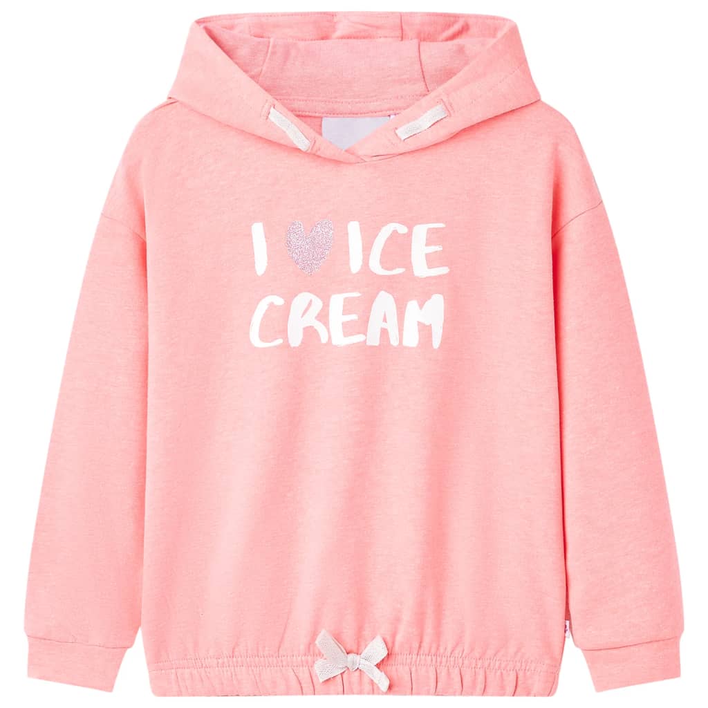 Sweatshirt para criança com capuz rosa-brilhante 104