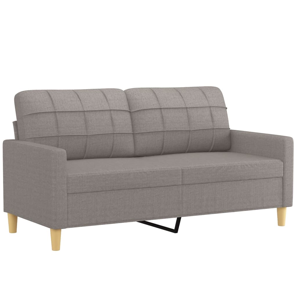 2 Pcs conjunto de sofás com almofadas tecido cinza-acastanhado