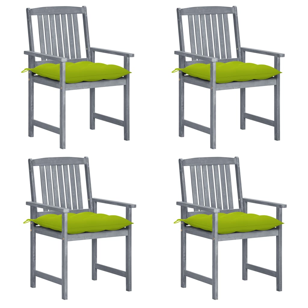Cadeiras de jardim com almofadões 4 pcs acácia maciça cinza