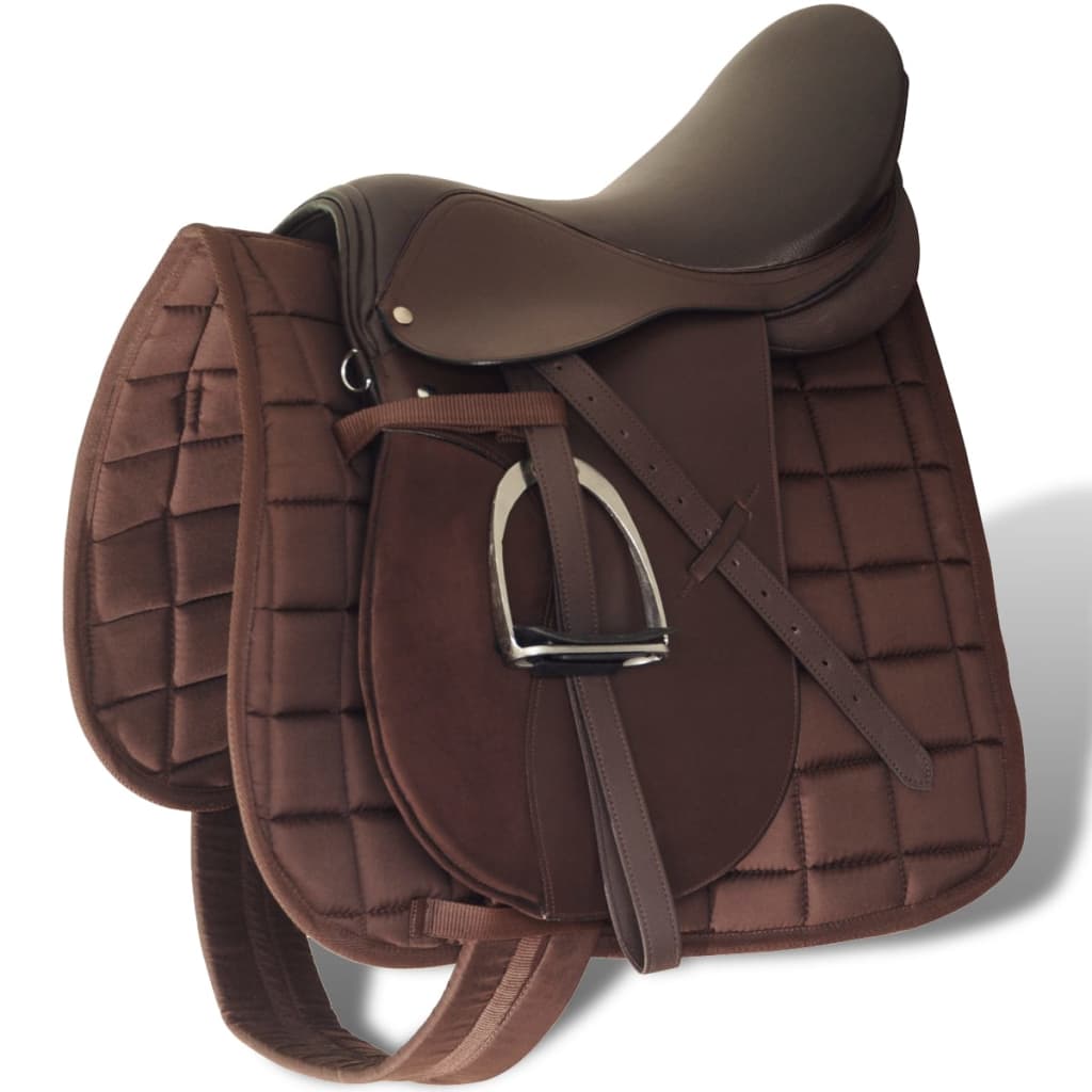 Sela para equitação 16", couro natural 14 cm 5-in-1 / marrom