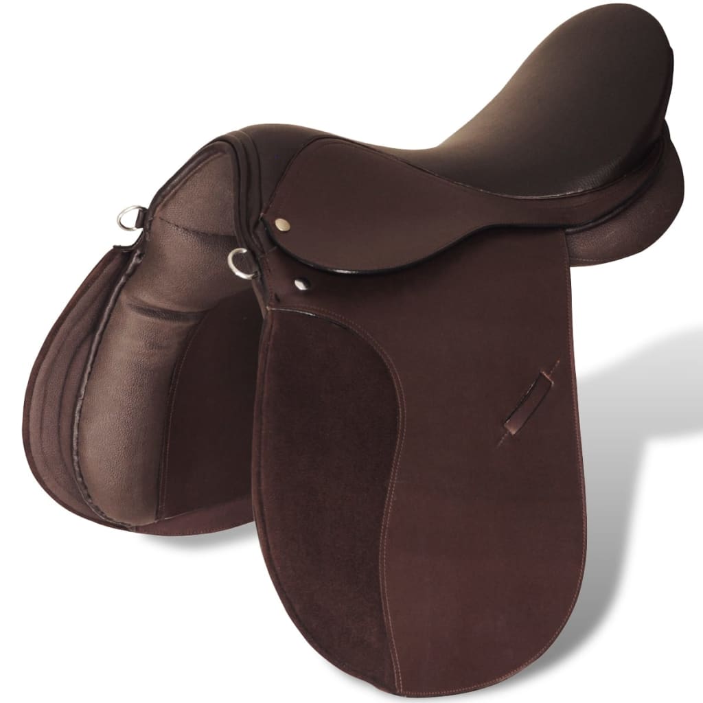Sela para equitação 16", couro natural 14 cm 5-in-1 / marrom
