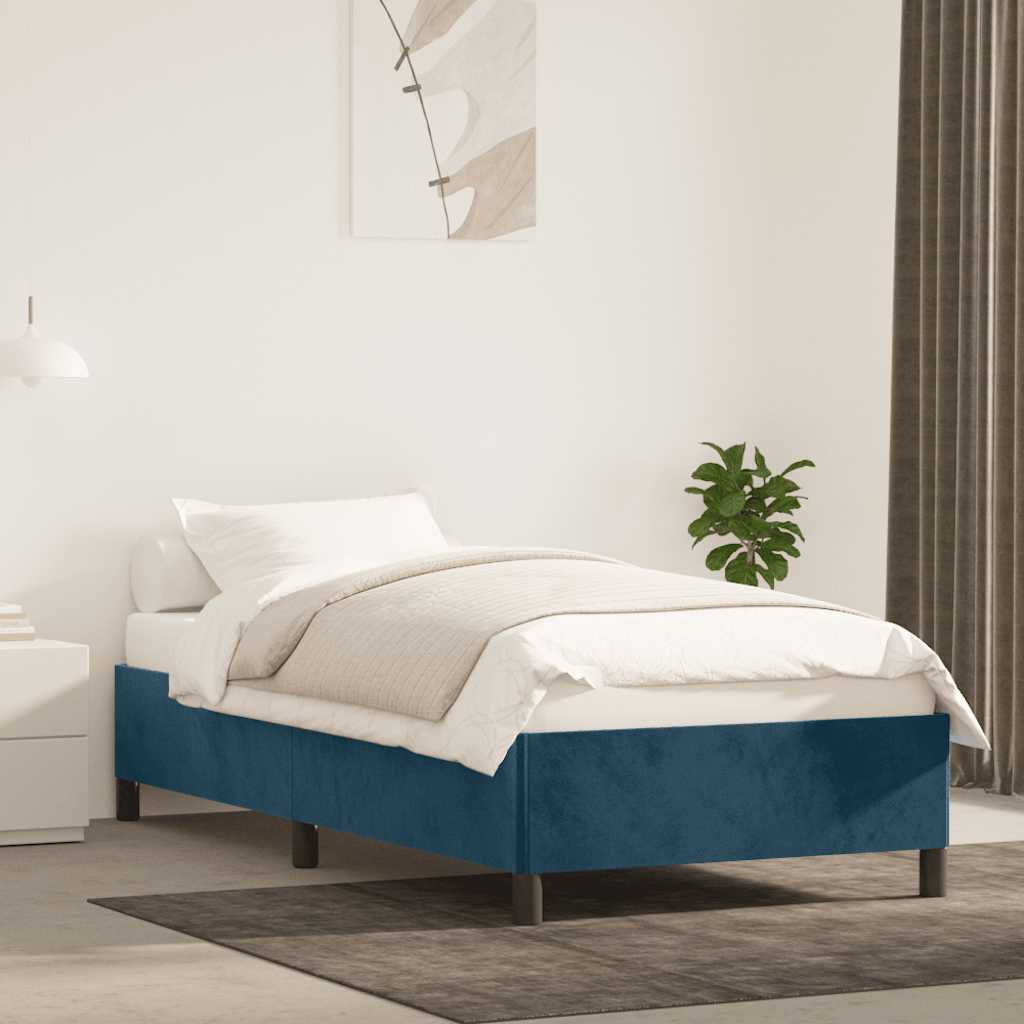 Estrutura de cama sem colchão 80x200 cm veludo azul-escuro