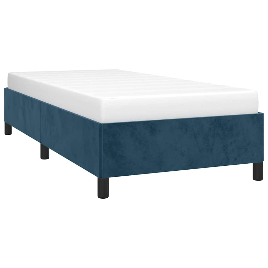 Estrutura de cama sem colchão 80x200 cm veludo azul-escuro