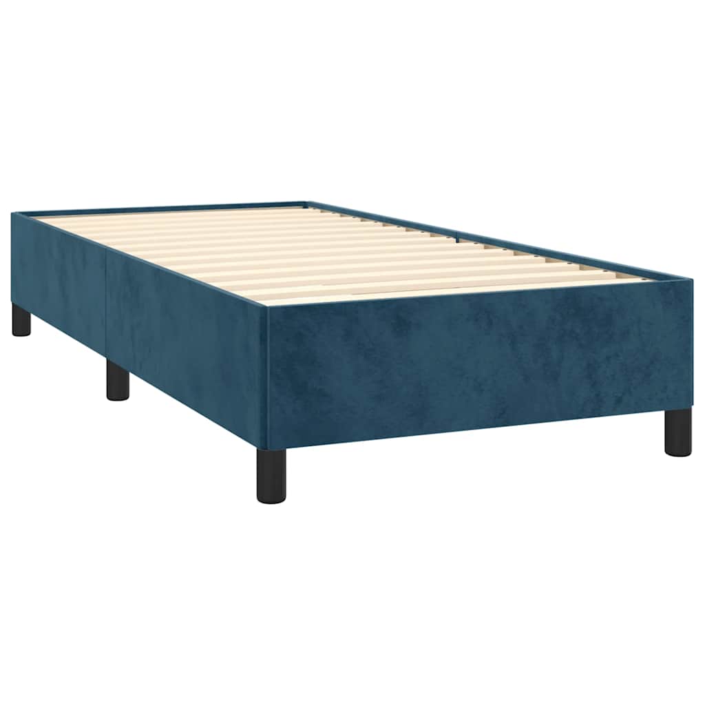 Estrutura de cama sem colchão 80x200 cm veludo azul-escuro