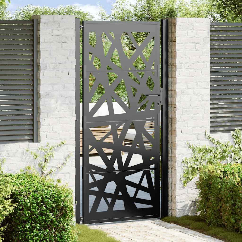 Portão de jardim preto 100x200 cm aço design leve