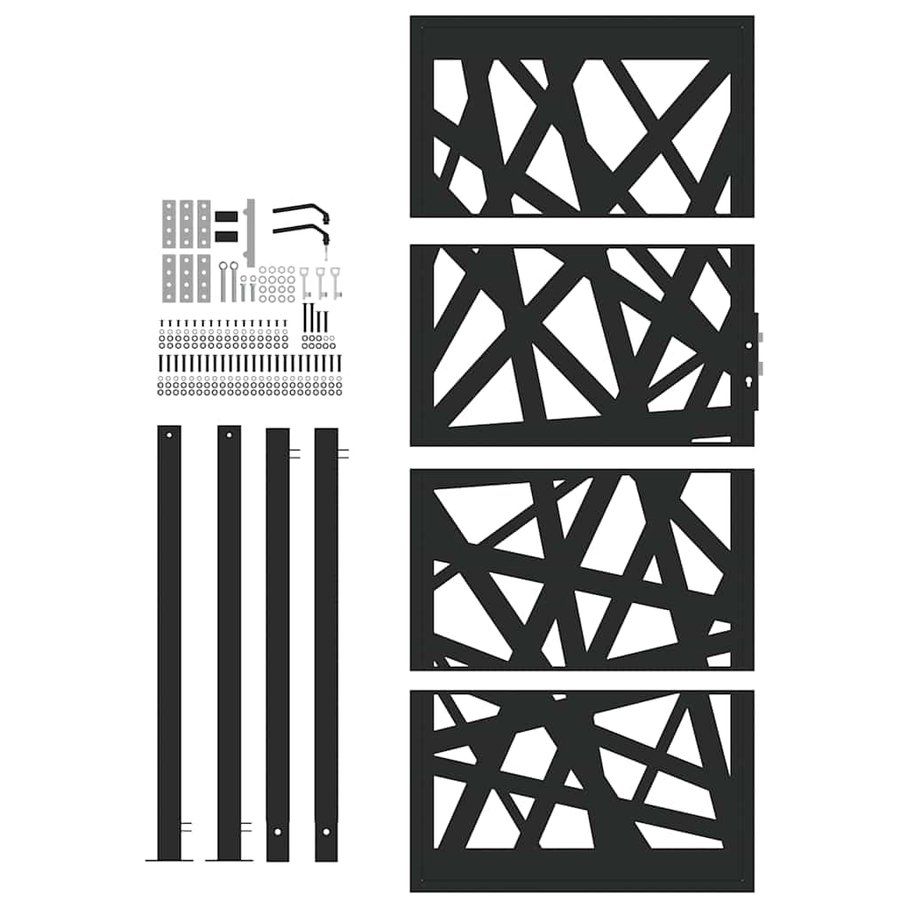 Portão de jardim preto 100x200 cm aço design leve