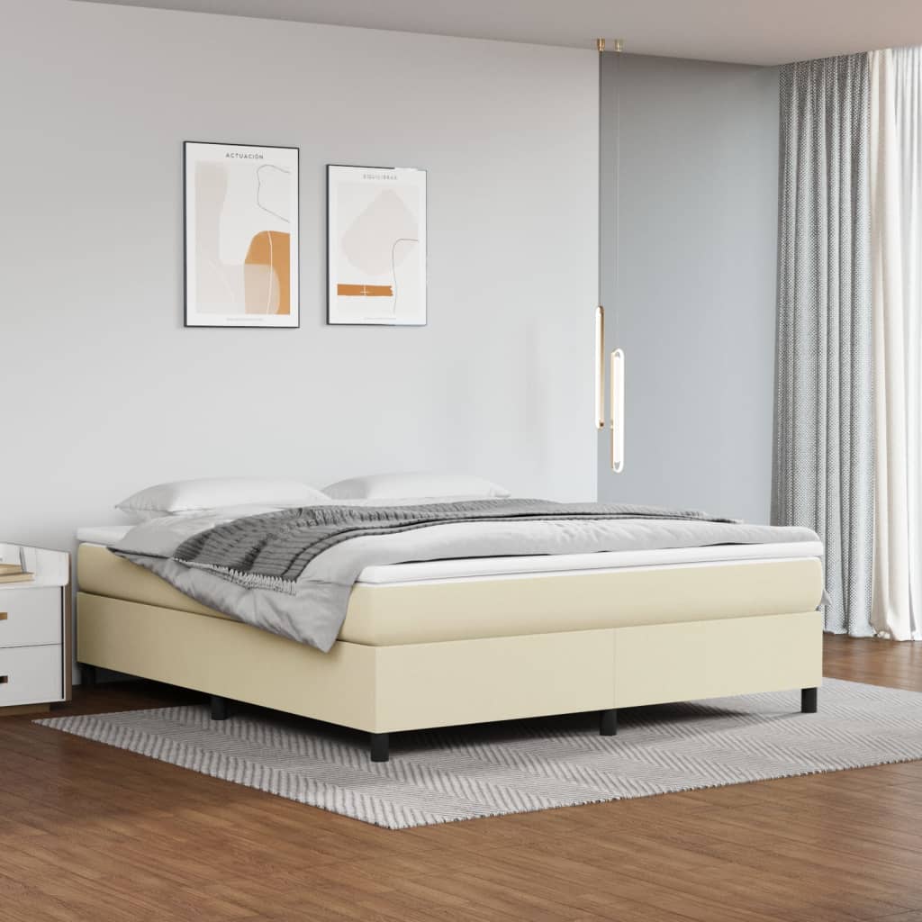 Cama com molas/colchão 180x200 cm couro artificial cor creme