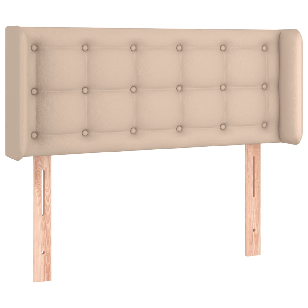 Cabeceira cama LED couro artificial 103x16x78/88 cm cappuccino