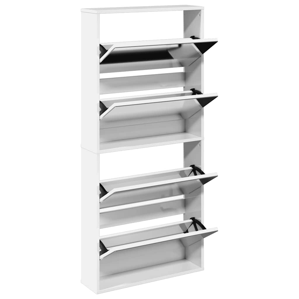 Sapateira c/ espelho 4 divisórias 63x17x134 cm branco brilhante
