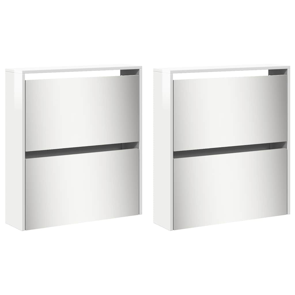 Sapateira c/ espelho 4 divisórias 63x17x134 cm branco brilhante