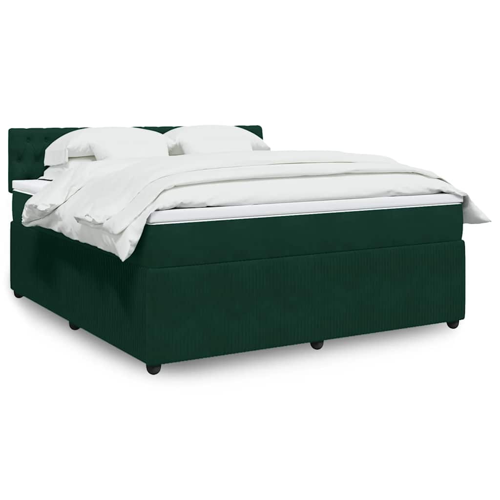 Cama com molas/colchão 180x200 cm veludo verde-escuro