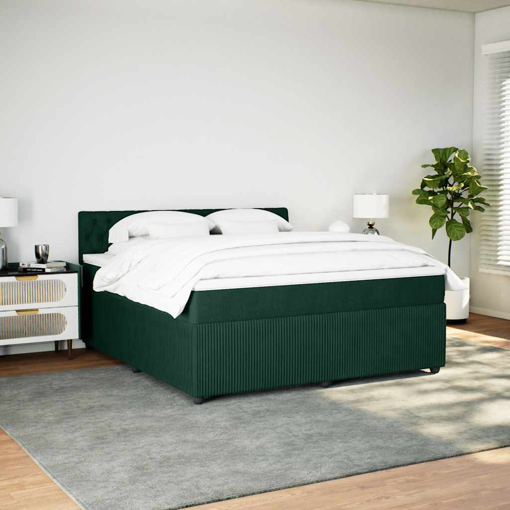Cama com molas/colchão 180x200 cm veludo verde-escuro