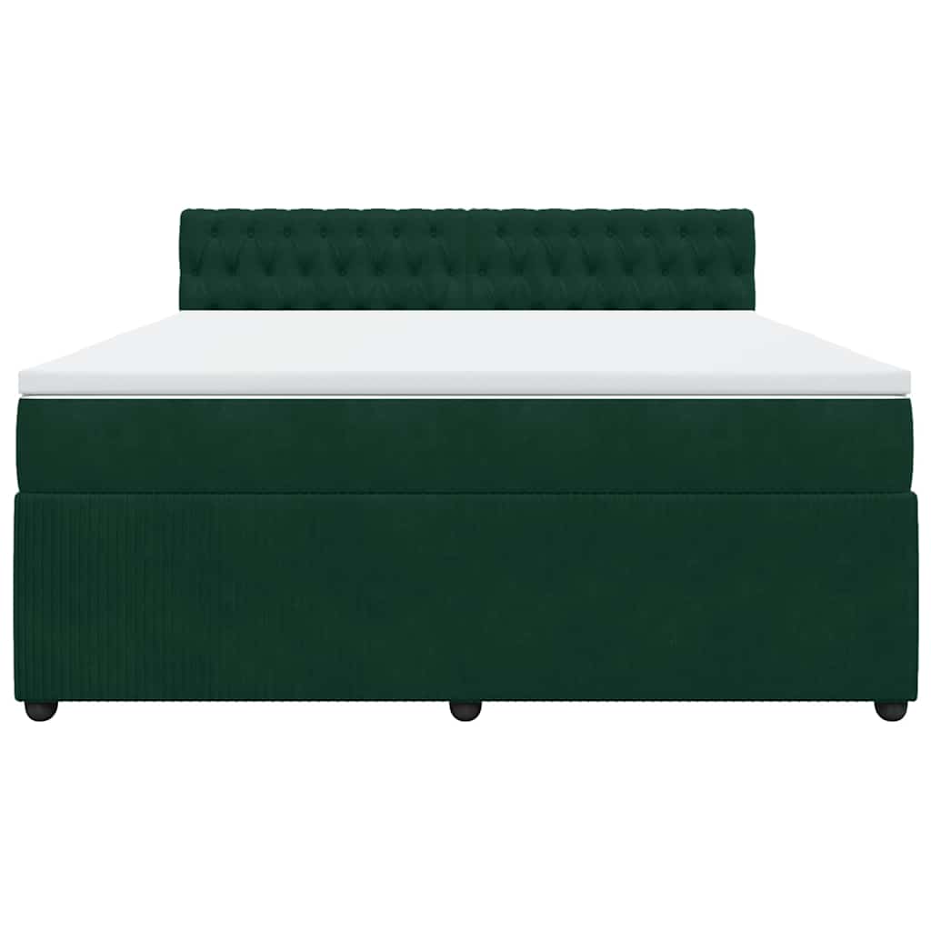 Cama com molas/colchão 180x200 cm veludo verde-escuro
