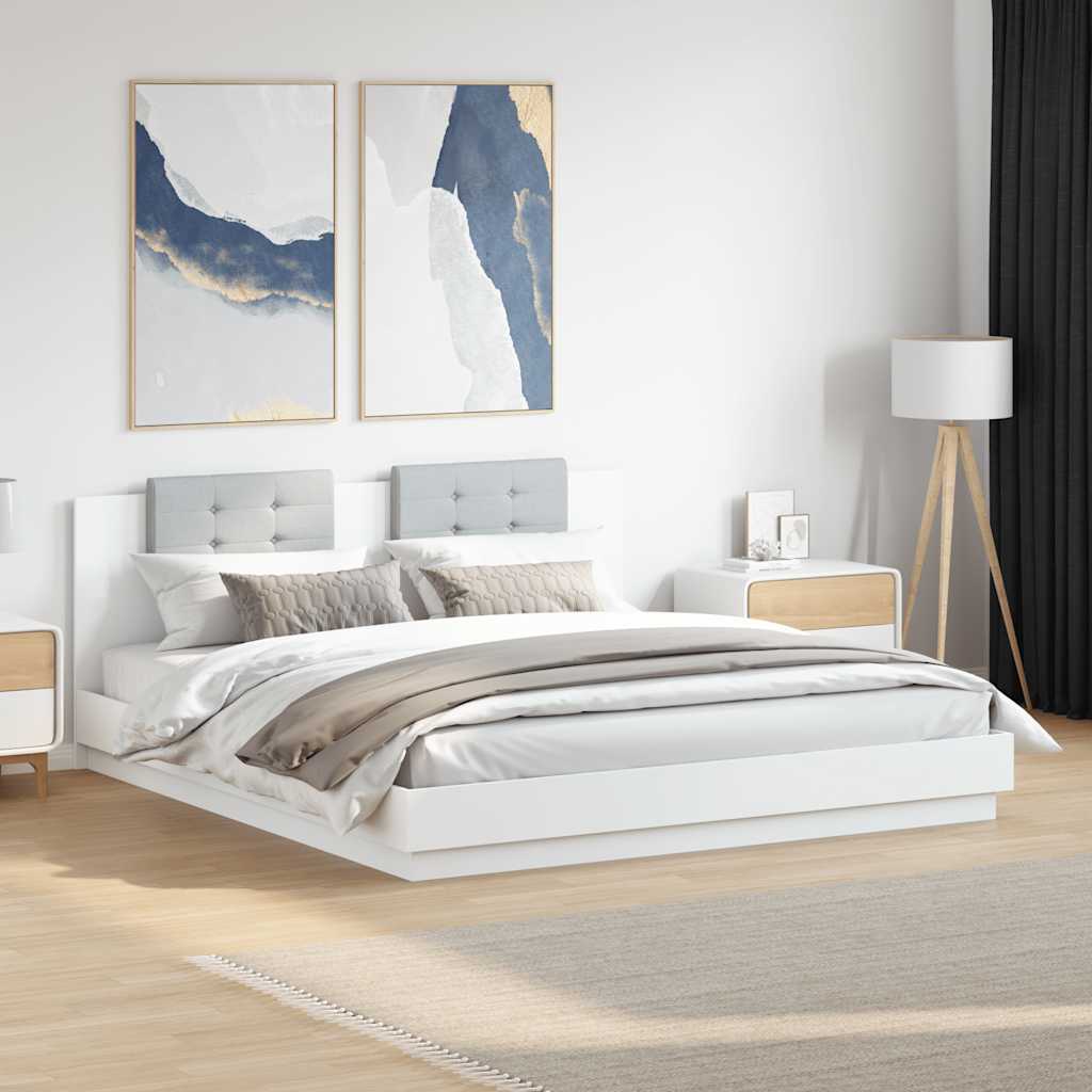 Estrutura cama c/ cabeceira 200x200 cm derivados madeira branco