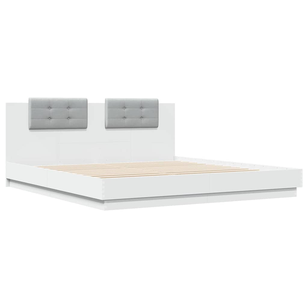 Estrutura cama c/ cabeceira 200x200 cm derivados madeira branco