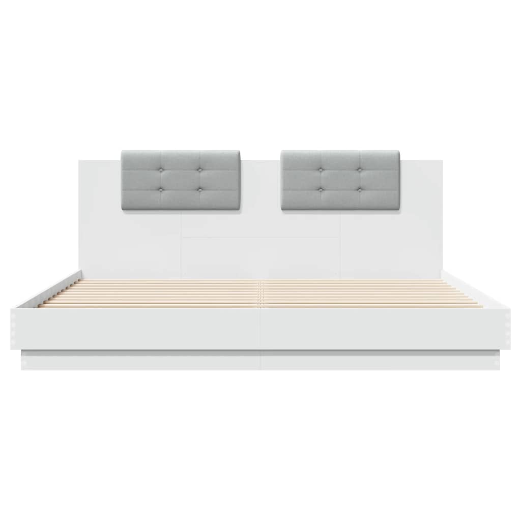 Estrutura cama c/ cabeceira 200x200 cm derivados madeira branco
