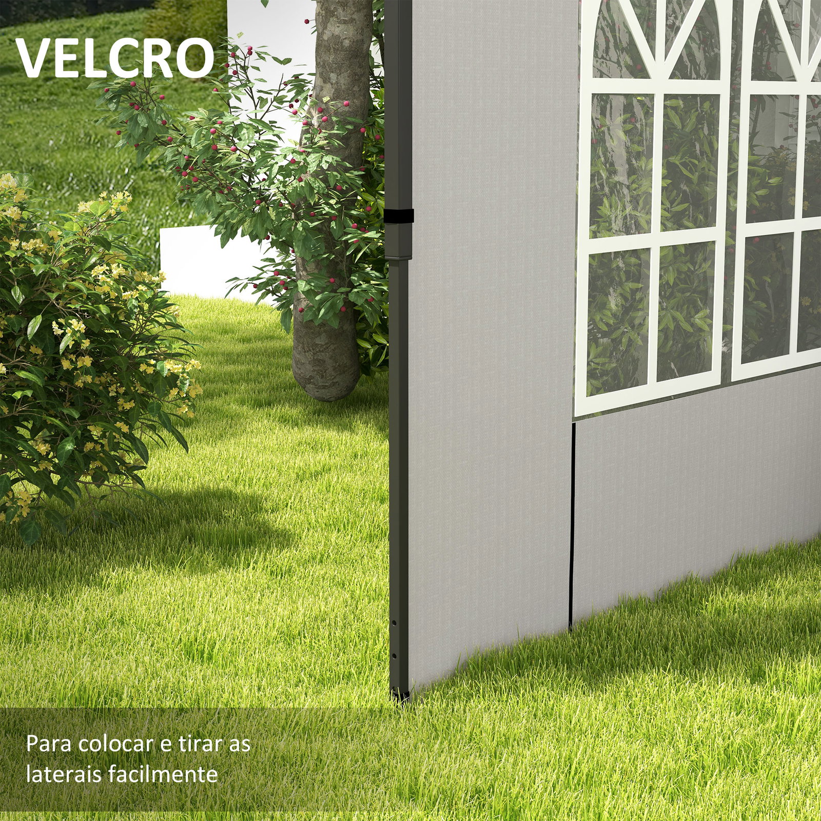 Conjunto de 2 paredes laterais para tendas de 3x3m e 3x6m paredes laterais com janelas transparentes 293x193cm branco