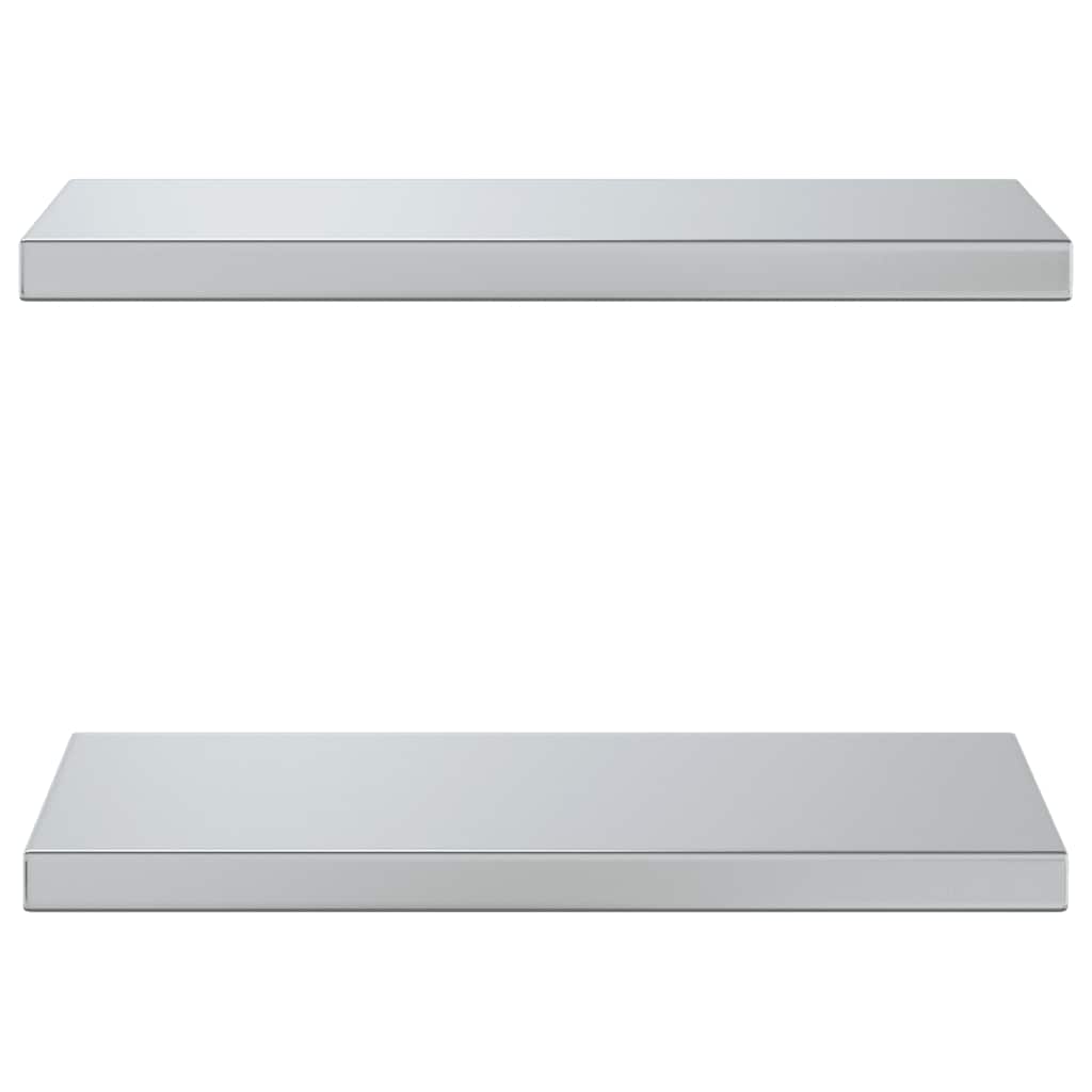 Prateleiras de parede 2 pcs 50x23,5cm aço inoxidável prateado