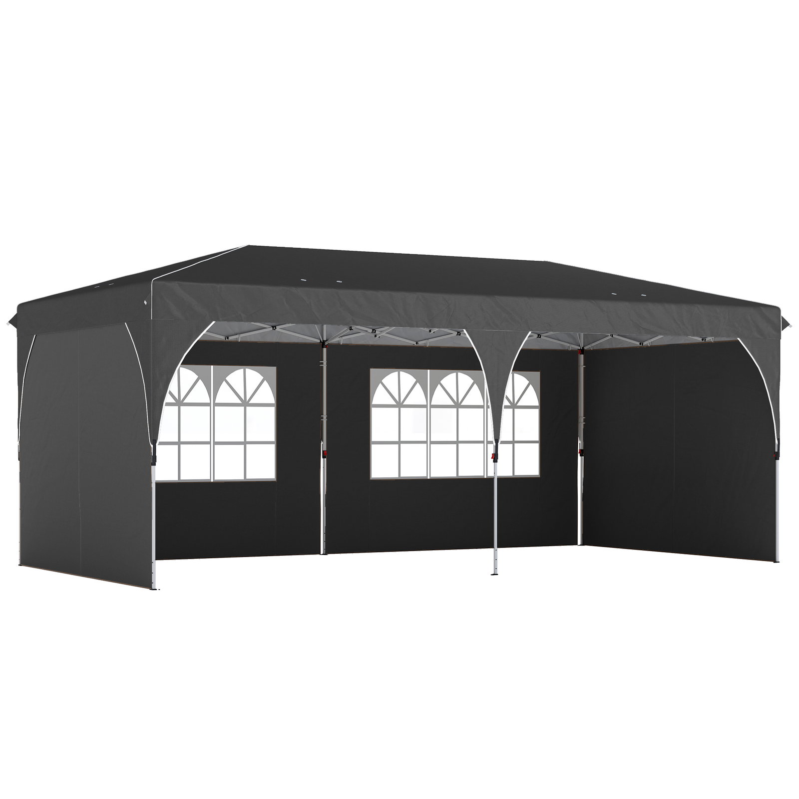 Tenda dobrável 6x3 m pop-up com 4 laterais amovíveis tenda de jardim com faixas refletoras altura ajustável upf50+ cinzento