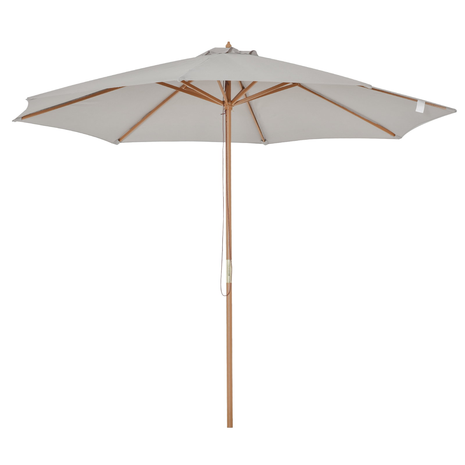 Chapéu de sol de jardim ø300x250cm com sistema de polia teto ventilado e mastro desmontável de madeira para terraço pátio exterior cinza claro