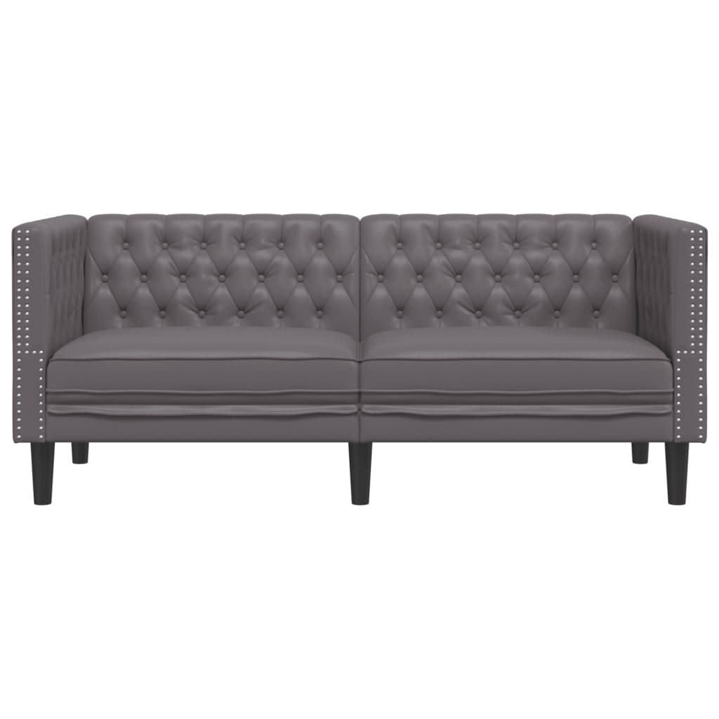 Sofá chesterfield 2 lugares couro artificial cinzento