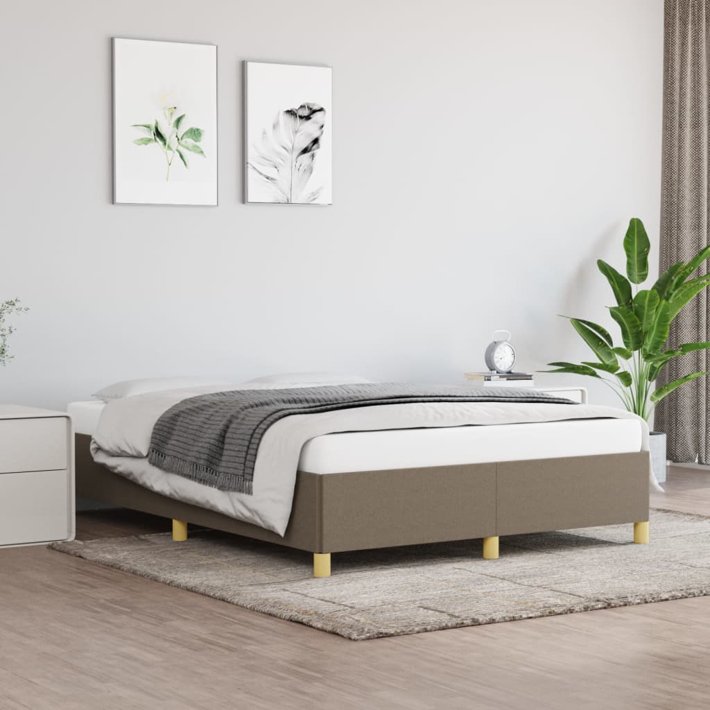 Cama sem colchão 140x200 cm tecido castanho-acinzentado